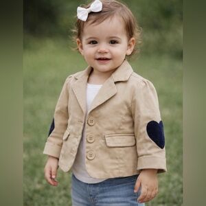 GAP BABY Size 12-18 Months Blazer Pink Lining Jacket Coat Hearts